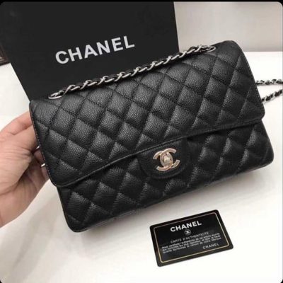 Chanel Classic Flap Caviar Bag Black Silver Hardware