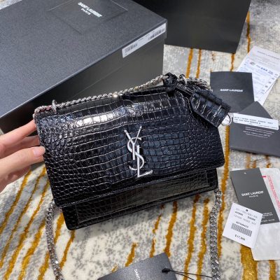 Saint Laurent Kate Crocodile Looks Leather Bag