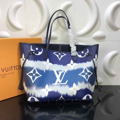 Louis Vuitton Escale Neverfull Tie Dye Rouge Blue Tote Bag