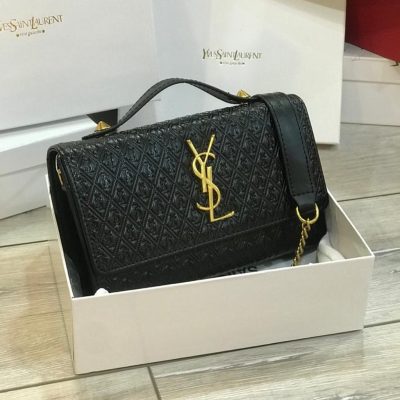 Saint Laurent Leather Chain Wallet Clutch Bags