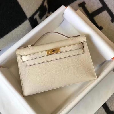 Hermès Kelly Pochette Mini Bag White