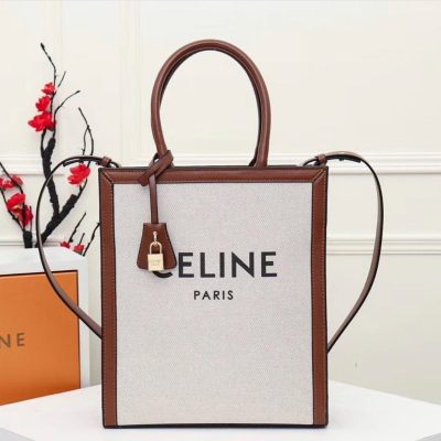 Celine Mini Vertical Cabas in Triomphe Canvas with Celine Print Bag