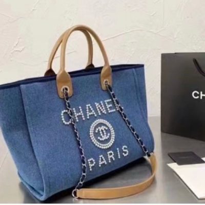 Chanel Deauville Pearl Canvas Tote Bag