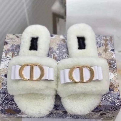 Christian Dior Wool Fur Slides