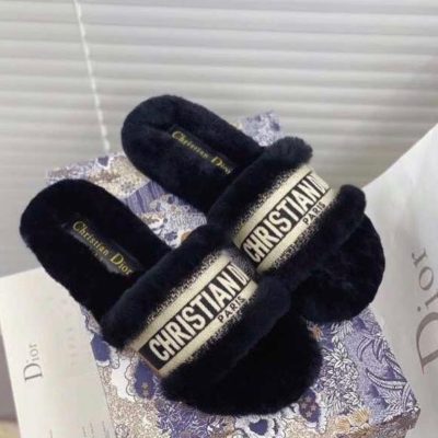 Christian Dior Wool Fur Slides