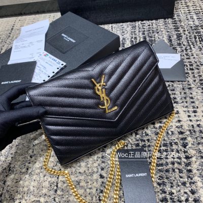 YSL Chain Wallet Bag Black With Golden Hardware