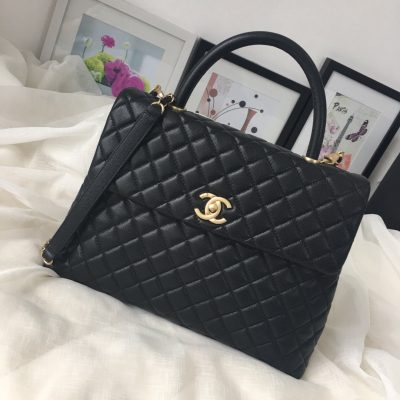 Chanel Kelly Handbag Black Flap Leather Bag