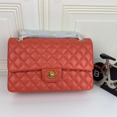 Chanel Classic Double Flap 25 Shoulder Bag Light Red