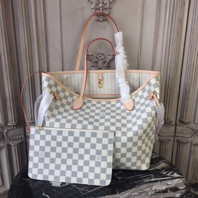 Louis Vuitton Neverfull PM GM MM Damier Azur Canvas Tote Bag