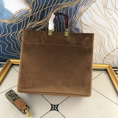 Fendi Velvet Shopper Tote Bag Brown