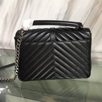 YSL Envelope Leather Handbag in Silver Hardware