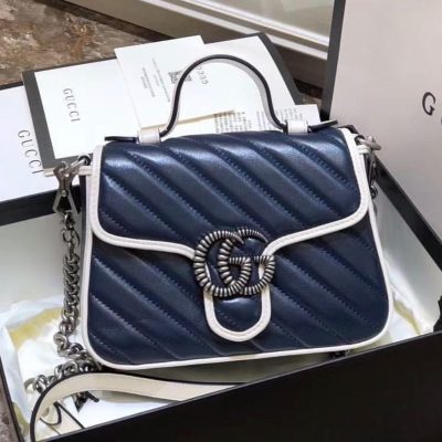 Gucci GG Marmont Top Handle Bag Blue