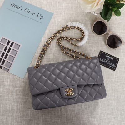 Chanel Classic Double Flap 25 Shoulder Bag Grey