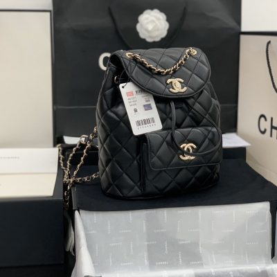 Chanel Duma Chain Backpack Gold/Grey Hardware