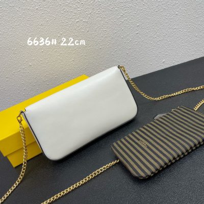 Fendi Wallet on Chain with Pouches White