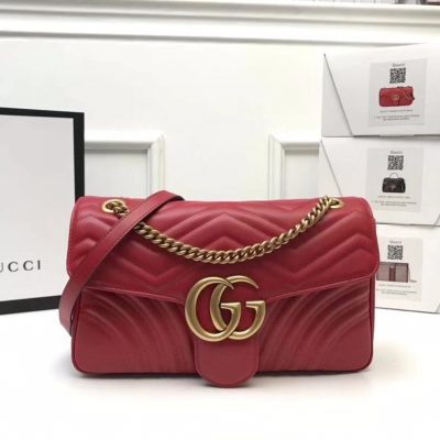 Gucci GG Marmont Matelassé Shoulder Bag Red