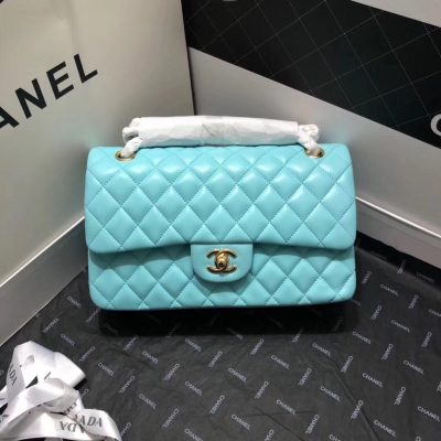 Chanel Classic Double Flap 25 Shoulder Bag Sky Blue