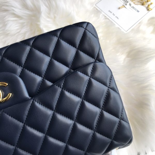 Chanel Classic Double Flap 30 Shoulder Bag Blue Golden Hardware - Image 7