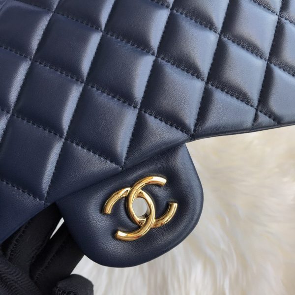 Chanel Classic Double Flap 30 Shoulder Bag Blue Golden Hardware - Image 8